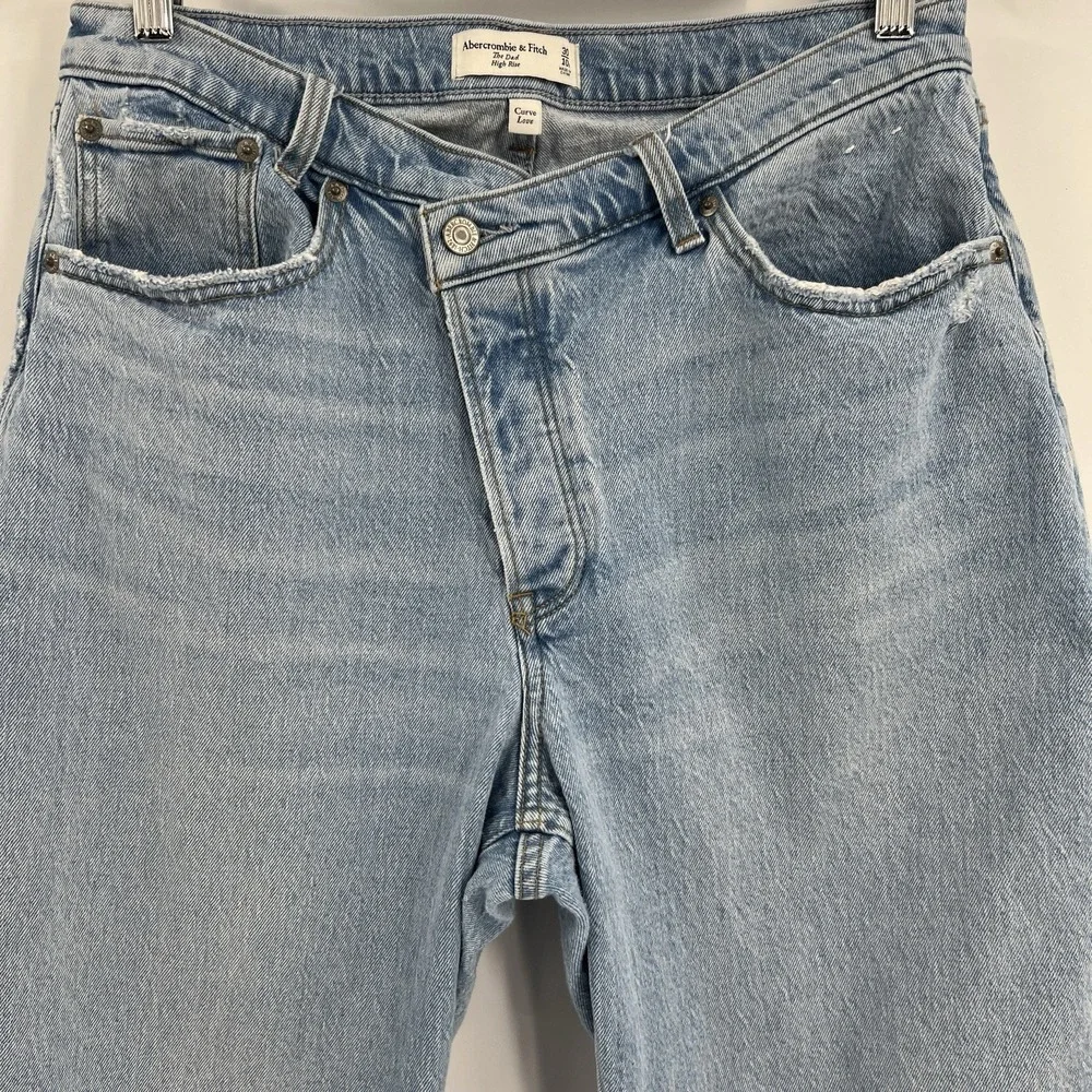 Abercrombie & Fitch Dad‎ High Rise Jeans Size 10S Curve Love Asymmetrical Waist